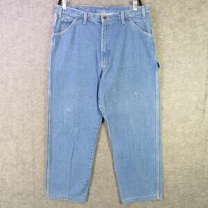 Dickies Jeans Mens 38x30 Blue Carpenter Denim Workwear Hammer Loop Utility Work
